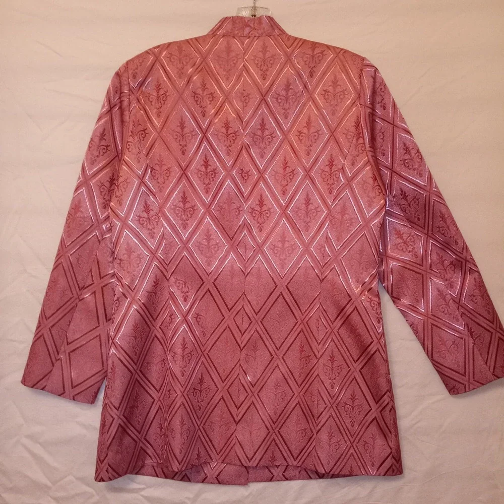 Terramina Size 8 Skirt Suit Pink Geometric Vintage Embroidered Jeweled